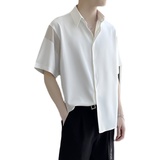 夏季新款拼色轻奢男宽松短袖衬衫冰丝垂坠感上衣A202CS030P55，男装T恤，星座1311（原A202）