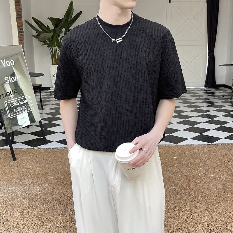 2025夏季新款男士透气宽松落肩简约高品质圆领短袖T恤A202T313P50,男装T恤,星座1311（原A202）