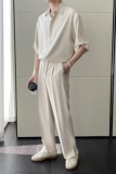 2025夏冰丝高级感短袖衬衫宽松小直筒休闲裤套装A202TZ719P125，男装T恤，星座1311（原A202）