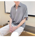 2025冰丝垂坠感套头假两件短袖宽松衬衫抖音A202CS013P55控78，男装T恤，星座1311（原A202）
