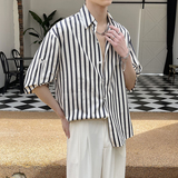 夏季条纹飘带短袖衬衫痞帅潮落肩轻熟风抖音A202CS309P60，男装T恤，星座1311（原A202）