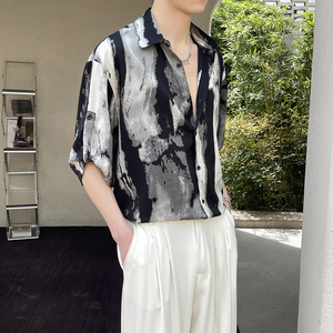 夏季新款男士风轻熟风印花短袖衬衫抖音A202CS6002P55图片