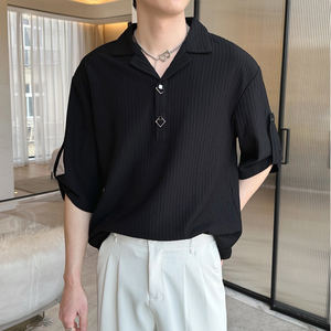 2025夏季新款风男士短袖冰丝POLO衫痞帅潮A202CS1029P50图片