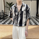 2025夏季新款男士风轻熟风印花短袖衬衫抖音A202CS6002P55，男装T恤，星座1311（原A202）