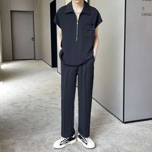 2025夏季新款高级感套头冰丝无袖衬衫休闲长裤套装A202TZ911P120图片