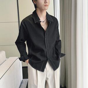 2025春夏男士新款肌理感禁欲系INS宽松落肩长袖衬衫A202CS8010P65图片