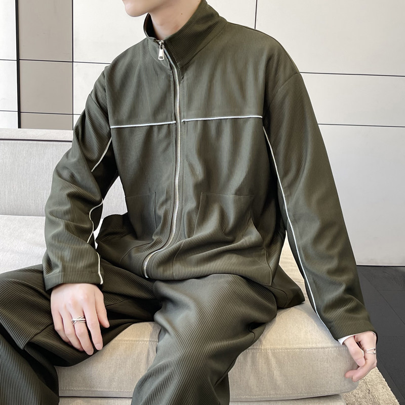 2025春夏男士翻领条纹落肩宽松拼接收腰夹克外套A202JK2009P105,男装夹克,星座1311（原A202）
