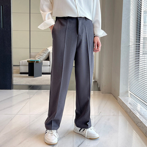新款男高级感小直筒宽松休闲裤英伦痞帅长裤A202K1906P65图片