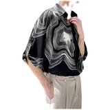 2025夏季新款轻奢宽松短袖衬衫冰丝落肩上衣潮A202CS090P55控78，男装T恤，星座1311（原A202）