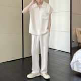 2025夏季新款高级感套头冰丝无袖衬衫休闲长裤套装A202TZ911P120，男装衬衫，星座1311（原A202）