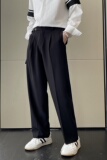 2025春夏轻熟风宽松腰带装饰休闲长裤韩版潮流男裤A202K0031P65，男装休闲裤，星座1311（原A202）