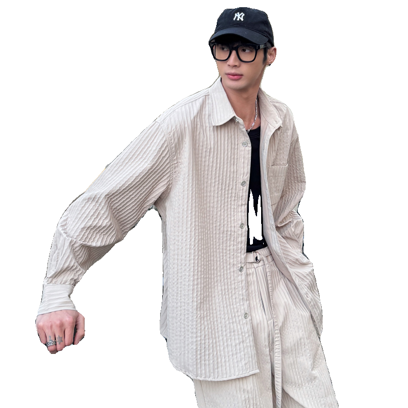 2025春夏男士新款肌理感轻熟长袖宽松衬衫A202CS9918P65,男装衬衫,星座1311（原A202）