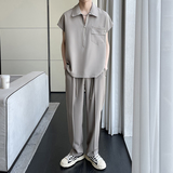 2025夏季新款高级感套头冰丝无袖衬衫休闲长裤套装A202TZ911P120，男装衬衫，星座1311（原A202）