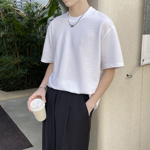 2025夏季新款男士透气宽松落肩简约高品质圆领短袖T恤A202T313P50图片