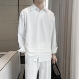 2025秋冬新款男拼接假两件套头长袖衬衫落肩宽松衬衣A202CS953P65，男装衬衫，星座1311（原A202）