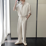 2025夏冰丝高级感短袖衬衫宽松小直筒休闲裤套装A202TZ719P125，男装T恤，星座1311（原A202）