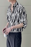 2025春夏新款男韩版ins斑马纹短袖衬衫轻奢防晒上衣A202CS020P55，男装防晒衣，星座1311（原A202）