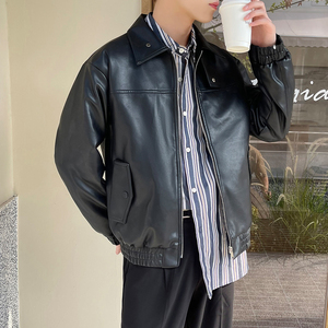 轻奢皮衣男士PU皮夹克外套秋冬上衣休闲机车服 A202PY802P125，男装夹克，星座1311（原A202）