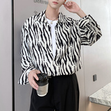 2025春夏新款男韩版ins斑马纹长袖衬衫轻奢痞帅上衣A202CS010P60，男装衬衫，星座1311（原A202）