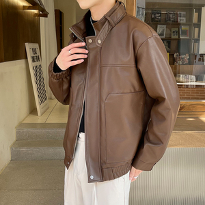 轻奢皮衣外套男士PU皮夹克上衣休闲机车服 A202PY805P125图片