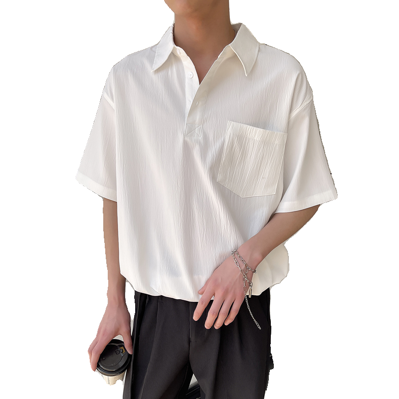2025夏季男新款英伦轻奢短袖polo衫衬衫下摆收腰简约A202CS205P60,男装T恤,星座1311（原A202）