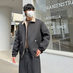 美式复古翻领拼色棉衣男冬季工装轻薄保暖夹克外套1311WY215P135图片