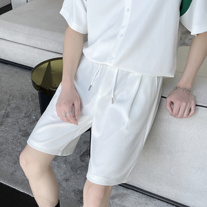 夏季新款宽松条纹短裤男中裤百搭褶皱垂感男裤A202DK059P50，男装牛仔裤，星座1311（原A202）