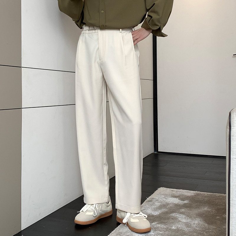 2025春夏轻熟风宽松腰带装饰休闲长裤小直筒男裤子A202K0030P65,男装休闲裤,星座1311（原A202）