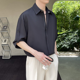 2025夏季新款男士隐形拉链高级感冰丝宽松短袖衬衫A202CS719P60，男装T恤，星座1311（原A202）