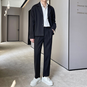 2024毛呢小西装套装外套男宽松高级感痞帅休闲西服A202TZ202P190，男装西服套装，星座1311（原A202）