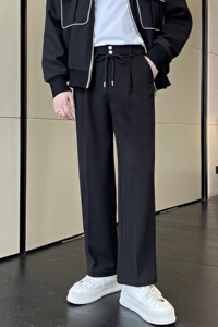 2025秋冬新款英伦毛呢小直筒宽松休闲裤长裤轻奢男裤A202K6019P65图片