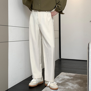2025轻熟风宽松腰带装饰休闲长裤小直筒男裤子A202K0030P65图片