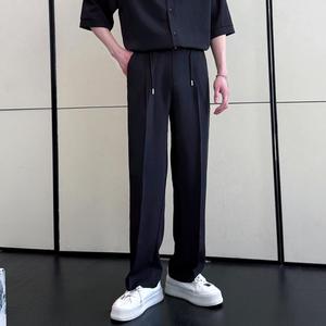 高级感冰丝薄款宽松直筒休闲长裤男百搭韩版垂感裤子A202K631P65图片