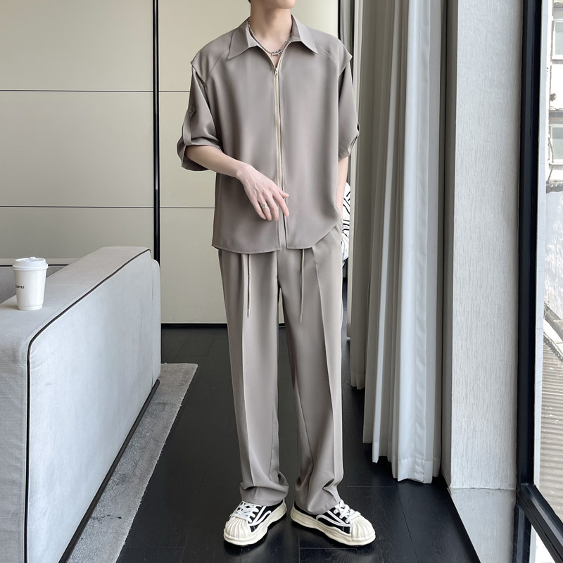 夏季新款高级感冰丝轻熟痞帅男士短袖长裤套装A202TZ713P125,男装T恤,星座1311（原A202）