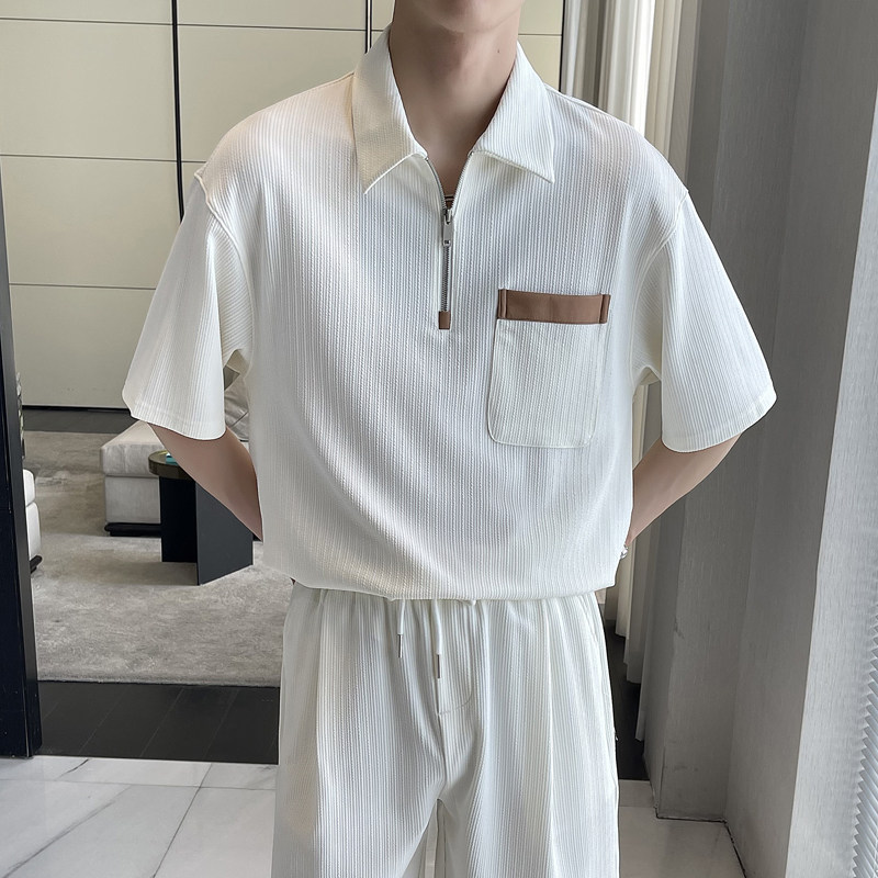 2025夏季男高品质英伦宽松短袖polo衫潮流翻领t恤A202T2018P50,男装Polo衫,星座1311（原A202）