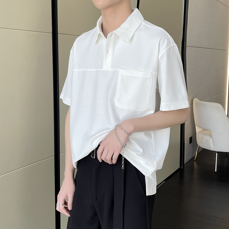 夏季新款宽松轻奢百搭ins男短袖Polo衫落肩上衣A202T2010P55，男装T恤，星座1311（原A202）