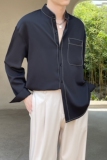 2025男士立领百搭轻熟风落肩长袖衬衫抖音A202CS208P60，男装衬衫，星座1311（原A202）