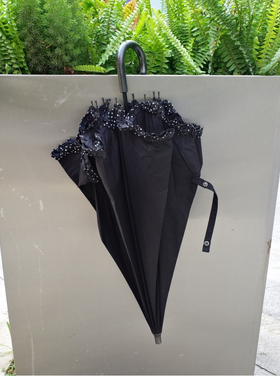 黑色の棉布制伞波点花边日单限定一把vintage日本小阳伞特色洋伞