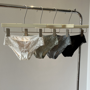 薄款 蕾丝三角裤 夏季 中腰性感缎面底裤 透气舒适 复古花边少女内裤