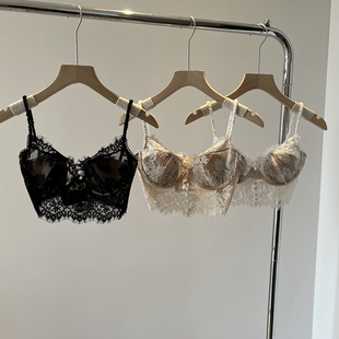 性感睫毛蕾丝大露背美背文胸聚拢内衣夏季 法式 吊带 薄 仙仙女款