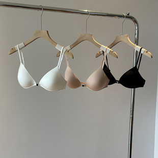 美背内衣女薄款 前扣文胸小胸三角杯胸罩光面无痕夏 细肩带法式