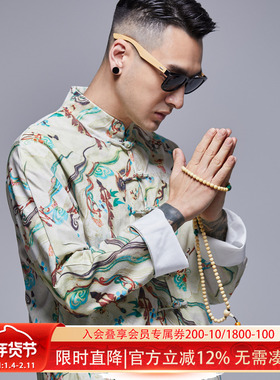 半闲集中国风唐装改良版男女天外飞仙印花春秋复古盘扣新国潮外套