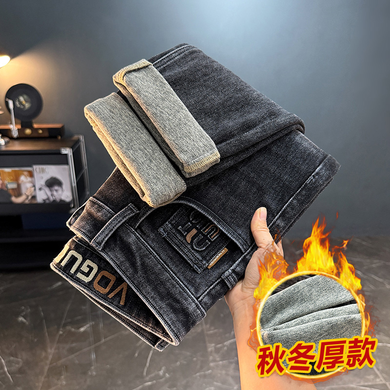 牛仔裤男款2025秋季新款潮牌刺绣百搭直筒弹力休闲宽松长裤子8823