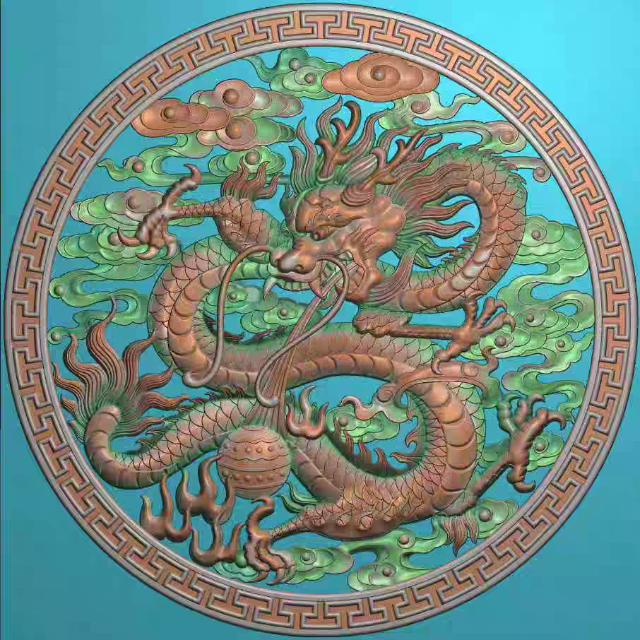 精雕图浮雕真龙 玄关圆盘龙 镂空动物灰度图东阳木雕工艺品手工