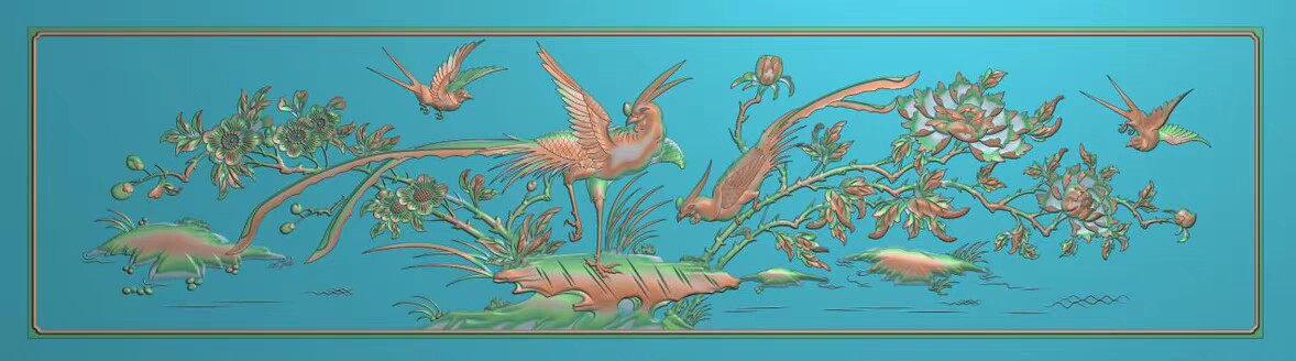 精雕图办公桌门板花鸟 bgz门板 花鸟东阳木雕工艺品挂件挂屏屏风