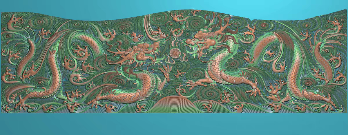 精雕图浮雕真龙 水龙横 动物灰度图东阳木雕工艺品挂屏手工雕刻