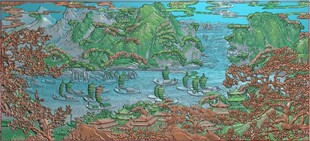 文山水东阳木雕工艺品挂件挂屏手工雕刻扫描精雕图