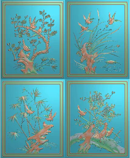 精雕图梅兰竹菊门板 mlzj门板 花鸟东阳木雕工艺品挂件挂屏屏风