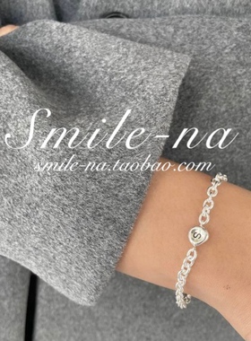 韩国纯银刻字不规则链条手链手环