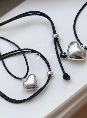 韩国925纯银立体爱心项链